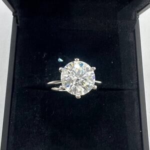 Moissanite Diamond Engagement Ring 5 Ct Wedding 6 Prong GRA Certified 18K Size 6